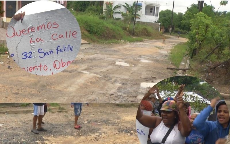 Protestan en San Felipe de Villa Mella por el arreglo de las calles