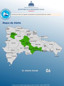 COE coloca cinco provincias y el Distrito Nacional en alerta verde