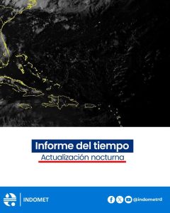 Indomet pronostica chubascos aislados para esta noche en varias provincias del país