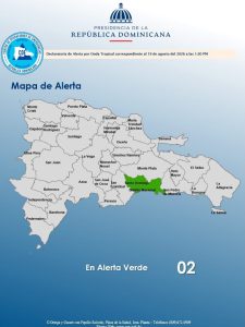 COE coloca en alerta verde al Distrito Nacional y Santo Domingo por lluvias asociadas a onda tropical