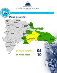 COE eleva a amarilla la alerta para cuatro provincias y mantiene otras 10 en verde por onda tropical