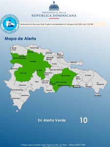COE mantiene 10 demarcaciones en alerta verde por lluvias asociadas a vaguada y humedad de una onda tropical