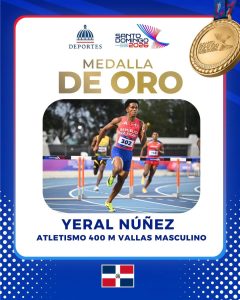 Yeral Núñez conquista el oro en los 400 metros con vallas y enaltece a República Dominicana
