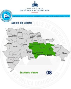 COE coloca ocho demarcaciones en alerta verde por aguaceros, tormentas eléctricas y ráfagas de viento