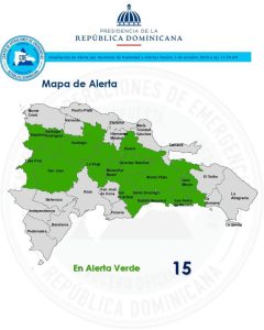 COE amplía a 15 las demarcaciones en alerta verde por lluvias, tronadas y ráfagas de viento