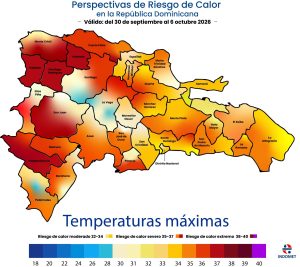 República Dominicana enfrentará calor severo a extremo durante los primeros días de octubre